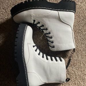 White platform combat boots